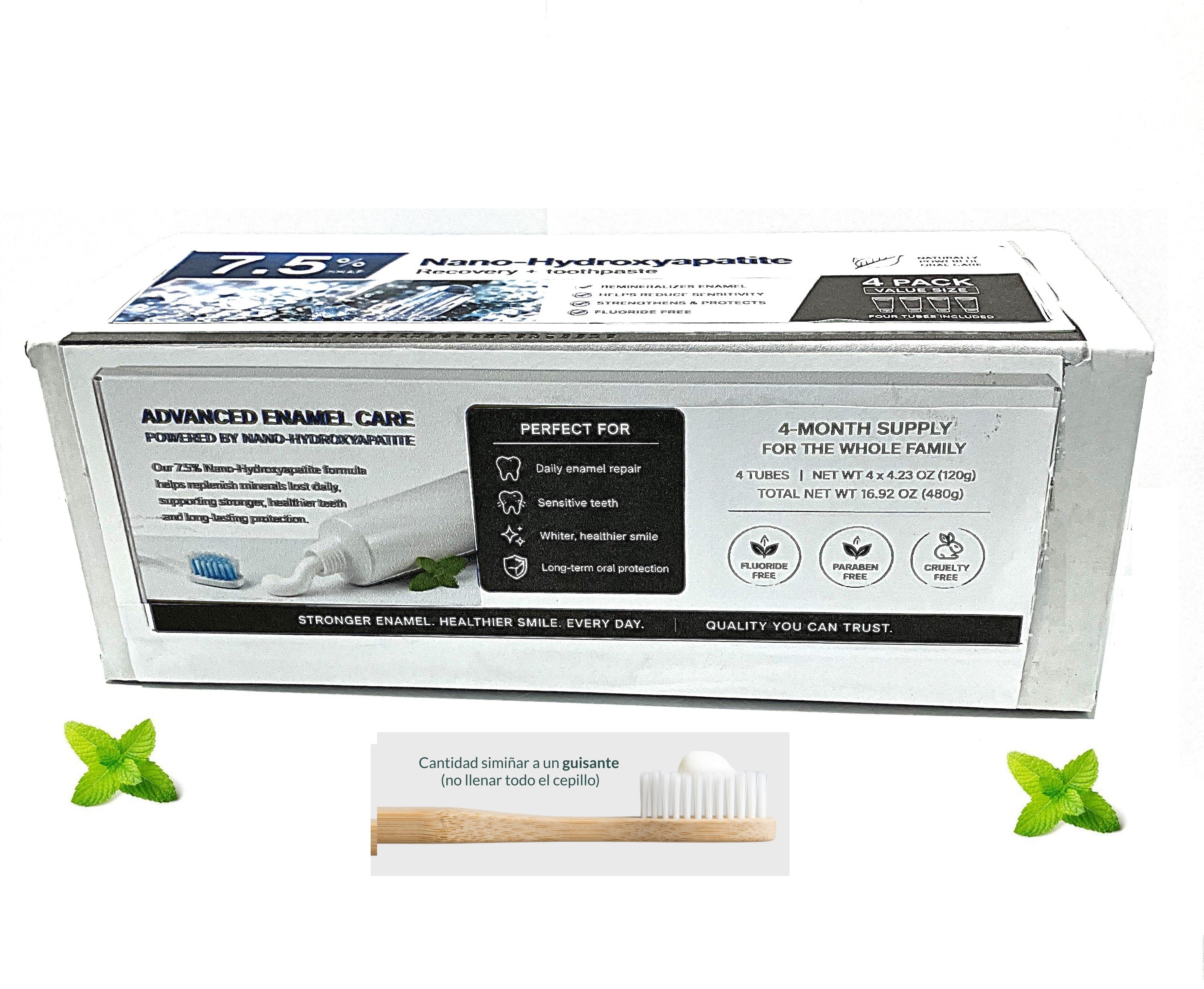 Premium nHAP Toothpaste, Fluoride-Free, Enamel Repair, Sensitive Teeth 4 x pack 120gr
